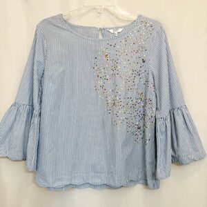 Crown & Ivy Striped Sequin Blouse